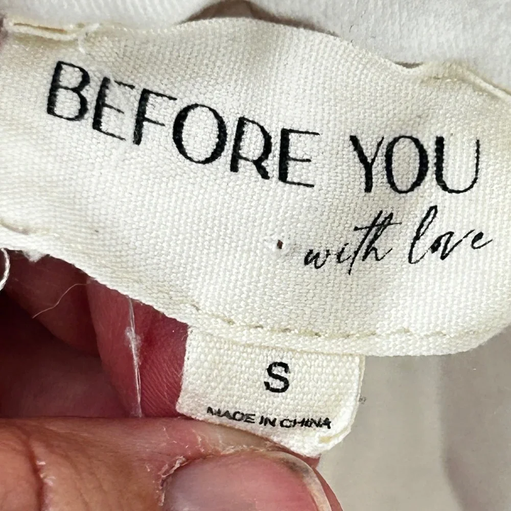 BEFORE YOU Cropped Flare Jeans White Fringed Hem Size S‎